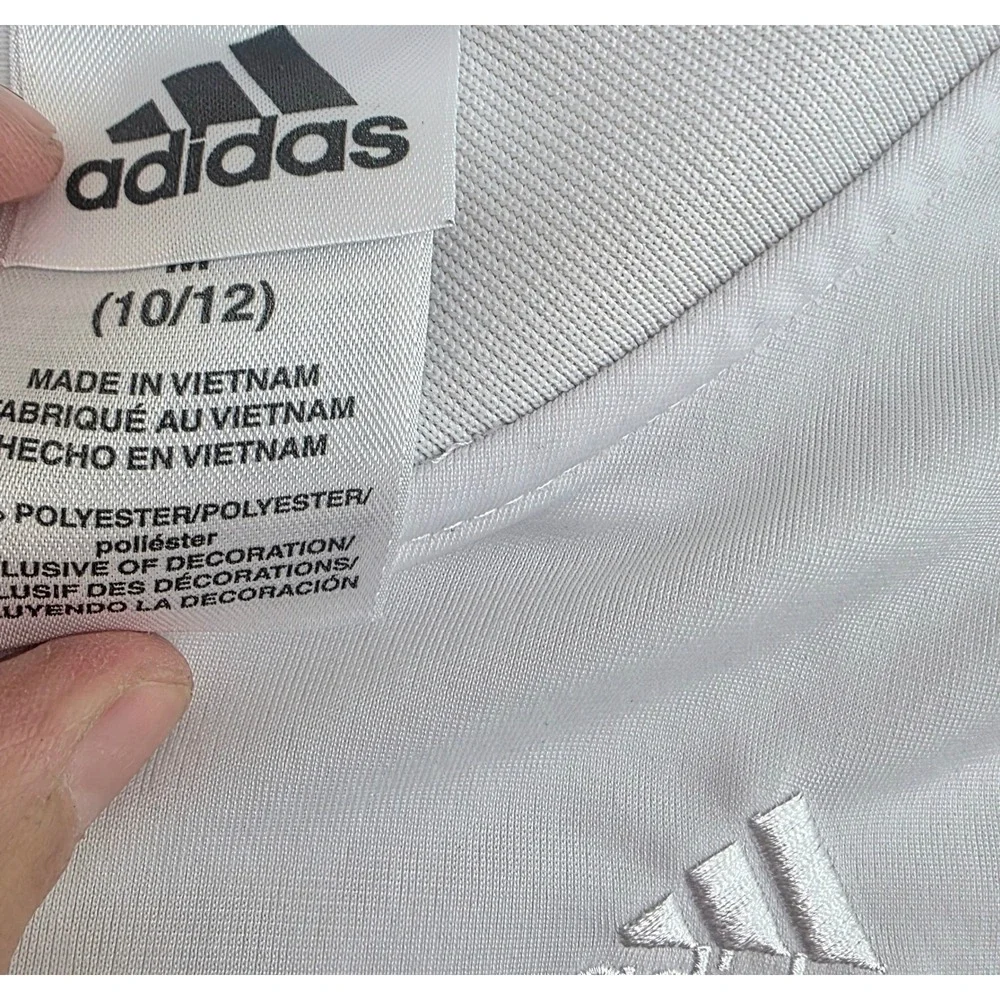 Adidas Girls Track Jacket White‎ Rainbow Stripe Full Zip Size 10 12 Polyester